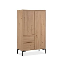 Calicosy Buffet Haut 2 Portes 2 Tiroirs et 2 étagères PLOCK Beige Best