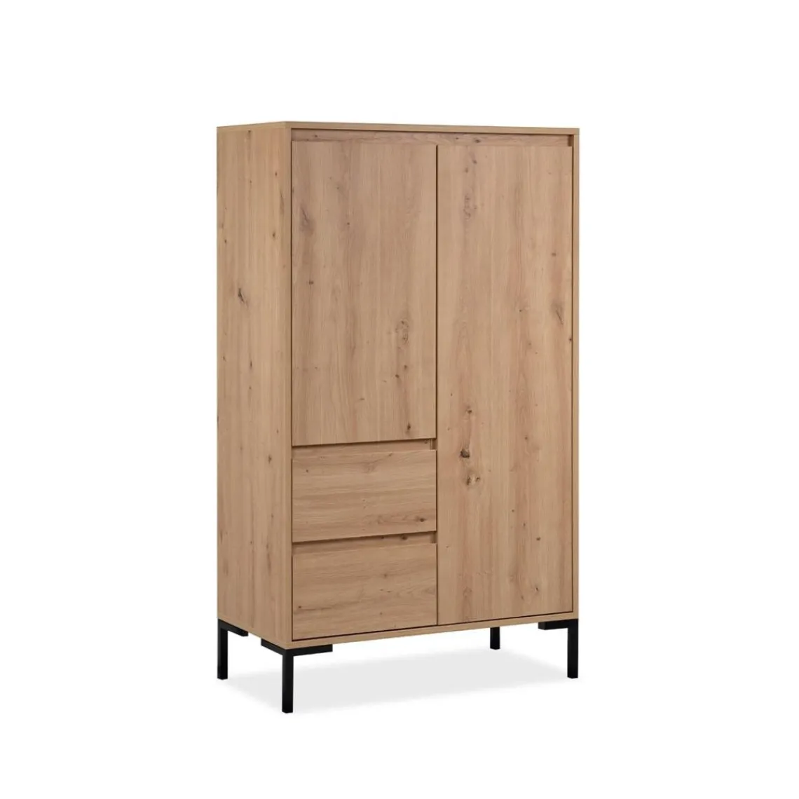 Calicosy Buffet Haut 2 Portes 2 Tiroirs et 2 étagères PLOCK Beige Best