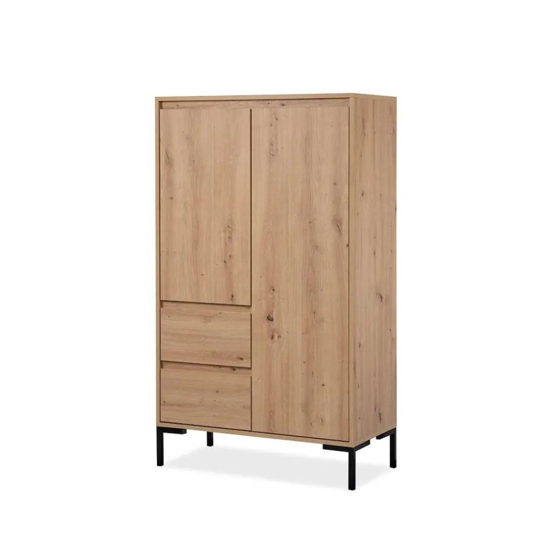 Calicosy Buffet Haut 2 Portes 2 Tiroirs et 2 étagères PLOCK Beige Best