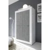 3S. x Home Buffet haut 4 portes en bois BASIC blanc et décor beton Clearance
