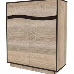 3S. x Home Buffet Haut 1 Tiroir Et 2 Portes Battantes Chêne Clair