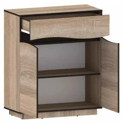 3S. x Home Buffet Haut 1 Tiroir Et 2 Portes Battantes Chêne Clair