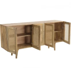 Macabane Buffet marron 5 portes bois de manguier et cannage naturel ISA Discount