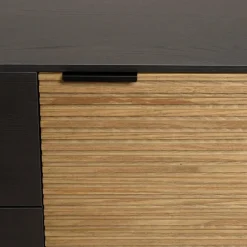 Macabane Buffet marron et noir 3 tiroirs 2 portes Pin pieds métal noir Hot