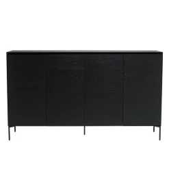 Macabane Buffet 4 portes 6 étagères pieds métal MAXENDRE Noir Best