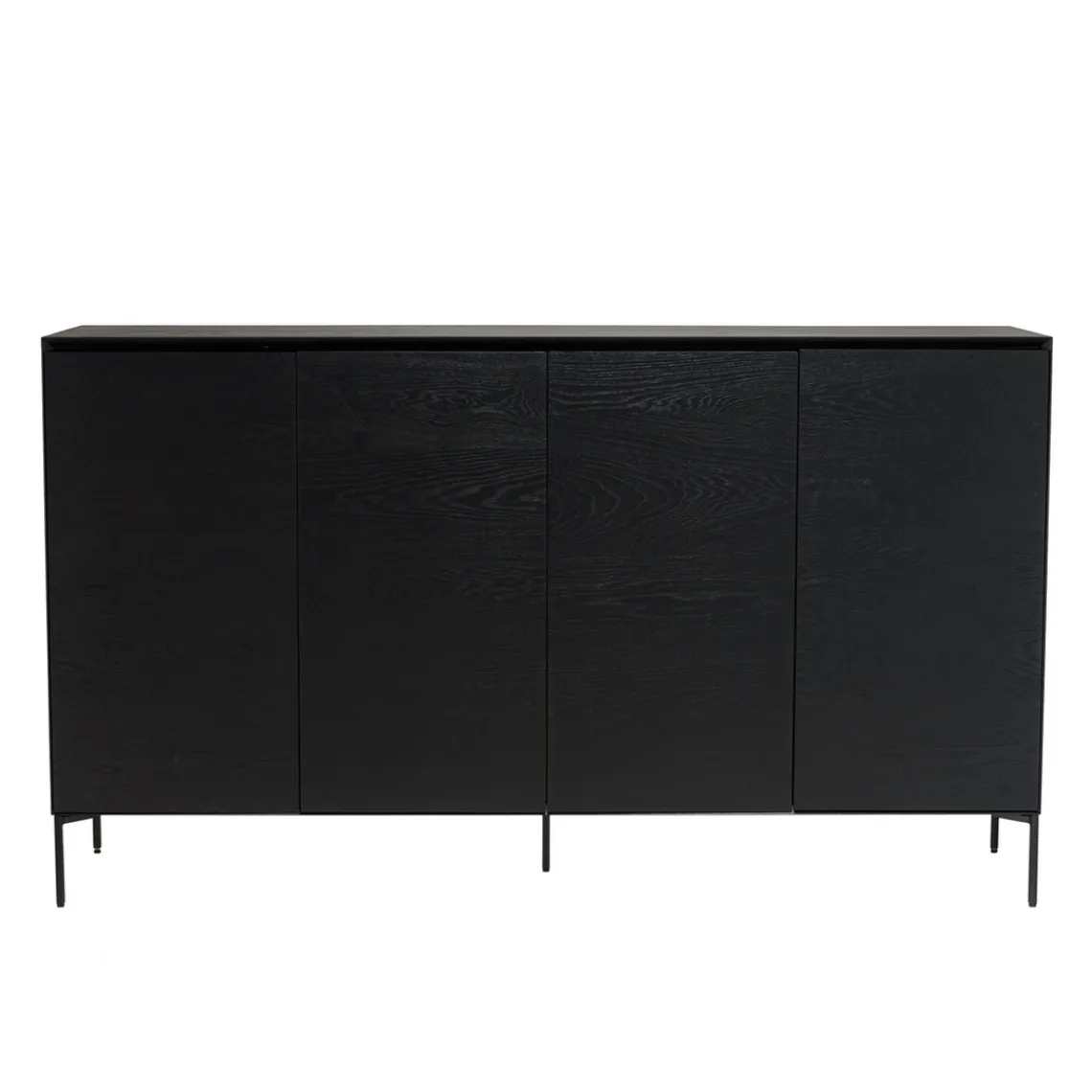 Macabane Buffet 4 portes 6 étagères pieds métal MAXENDRE Noir Best
