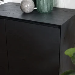 Macabane Buffet 4 portes 6 étagères pieds métal MAXENDRE Noir Best