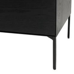 Macabane Buffet 4 portes 6 étagères pieds métal MAXENDRE Noir Best