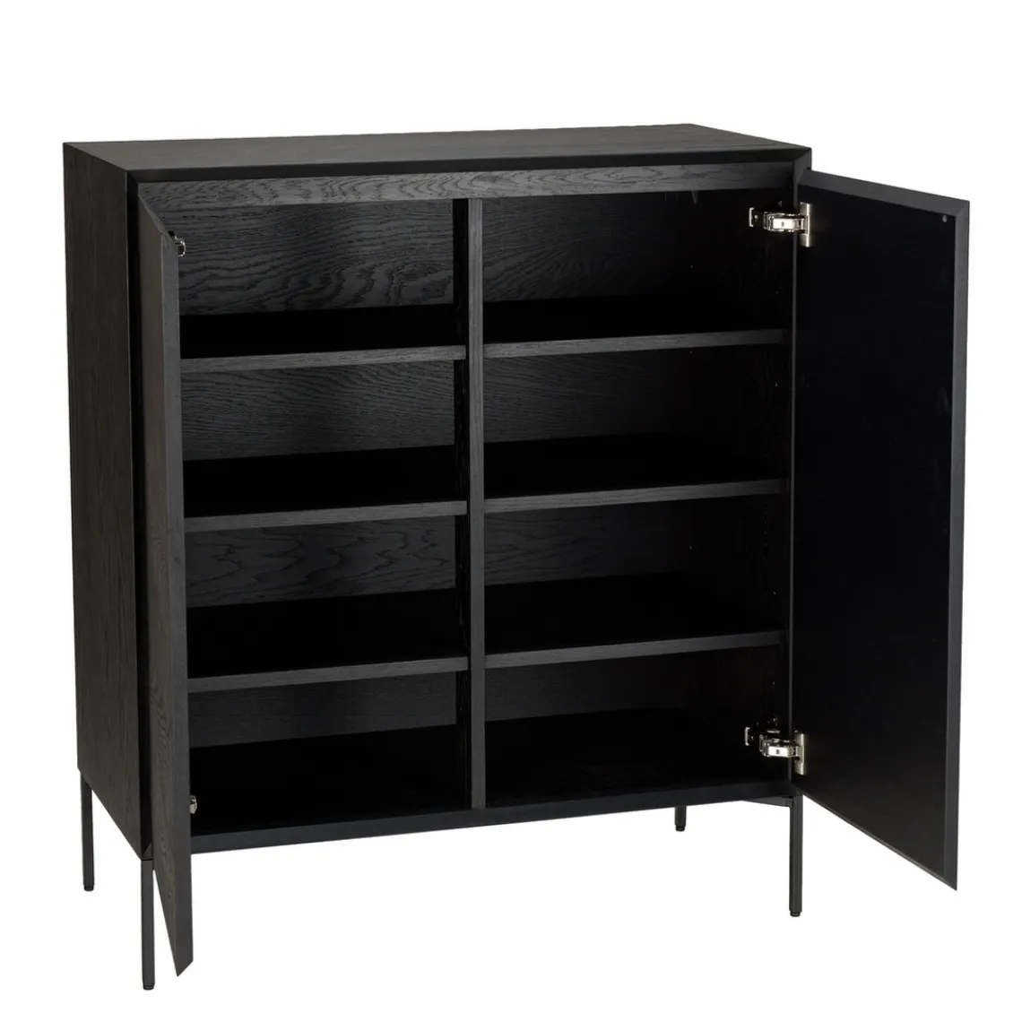 Macabane Buffet 2 portes 3 étagères pieds métal MAXENDRE Noir Best