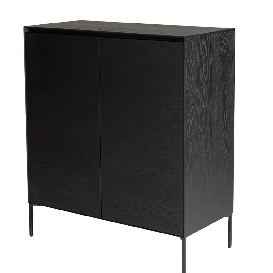 Macabane Buffet 2 portes 3 étagères pieds métal MAXENDRE Noir Best