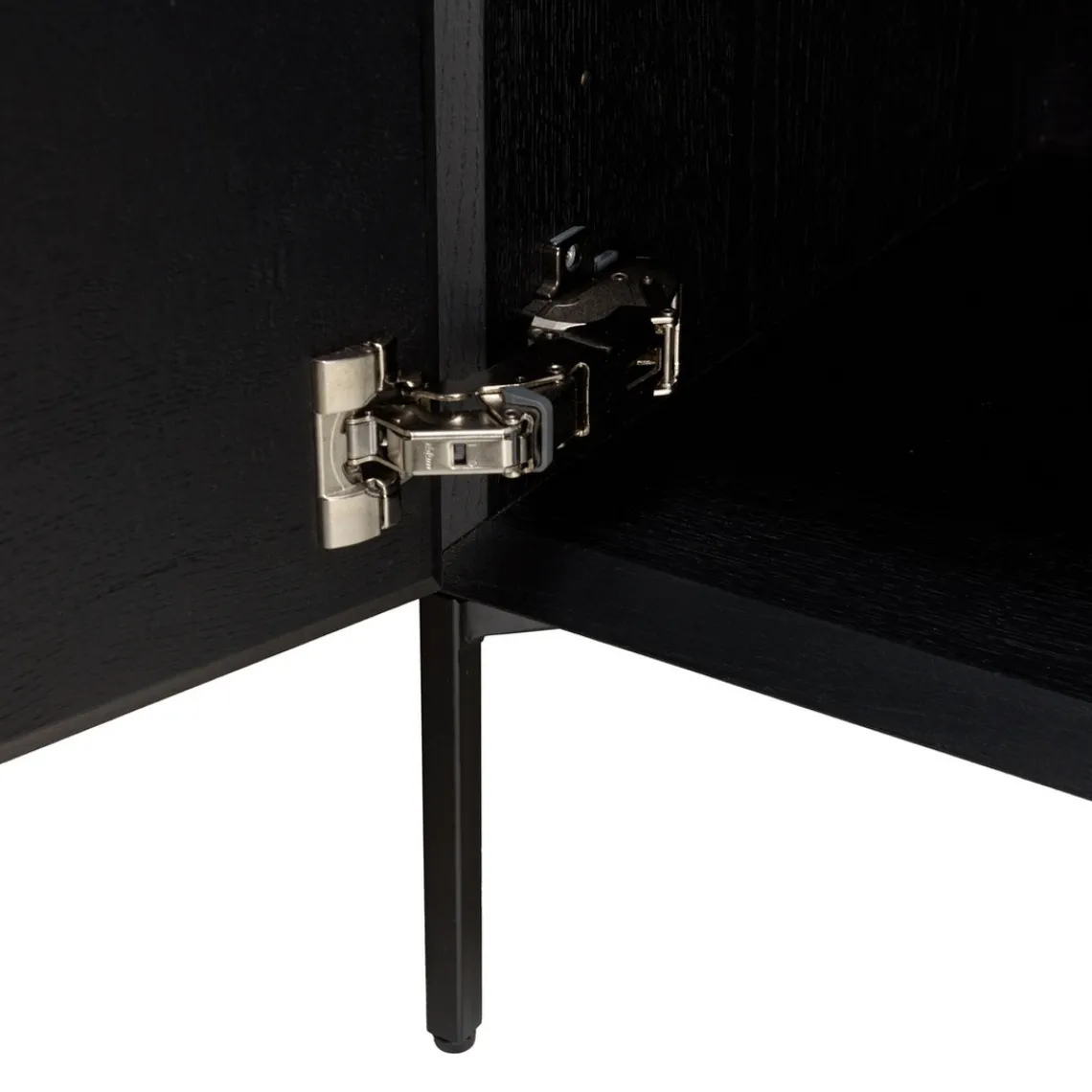 Macabane Buffet 2 portes 3 étagères pieds métal MAXENDRE Noir Best