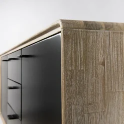 Macabane Buffet PALOMA Marron 3 Tiroirs 2 Portes Bois Et Métal New