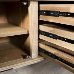 Macabane Buffet PALOMA Marron 3 Tiroirs 2 Portes Bois Et Métal New