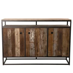 Macabane Buffet SIXTINE 3 Portes Et 1 Étagère Bois Teck Recyclé Acacia Mahogany Et Métal Online