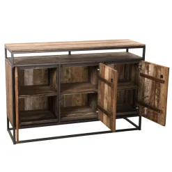 Macabane Buffet SIXTINE 3 Portes Et 1 Étagère Bois Teck Recyclé Acacia Mahogany Et Métal Online