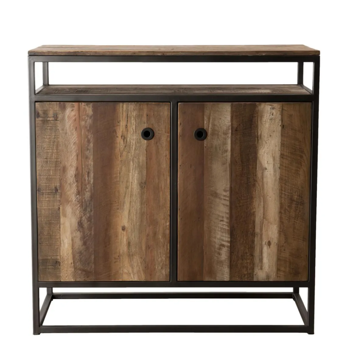 Macabane Buffet SIXTINE 2 Portes Et 1 Étagère Bois Teck Recyclé Acacia Mahogany Et Métal Clearance