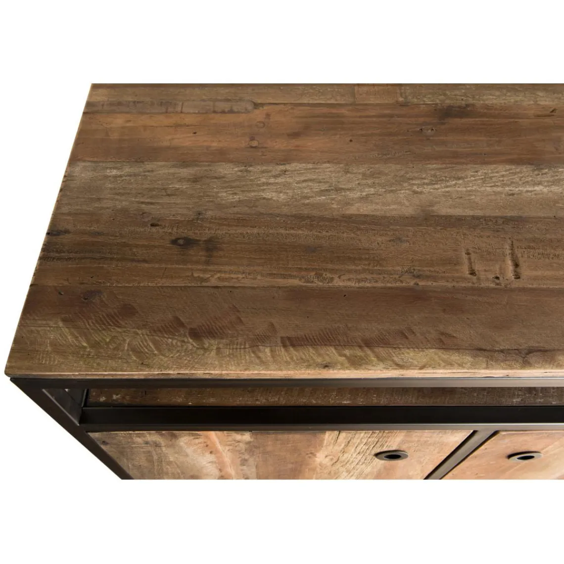 Macabane Buffet SIXTINE 2 Portes Et 1 Étagère Bois Teck Recyclé Acacia Mahogany Et Métal Clearance