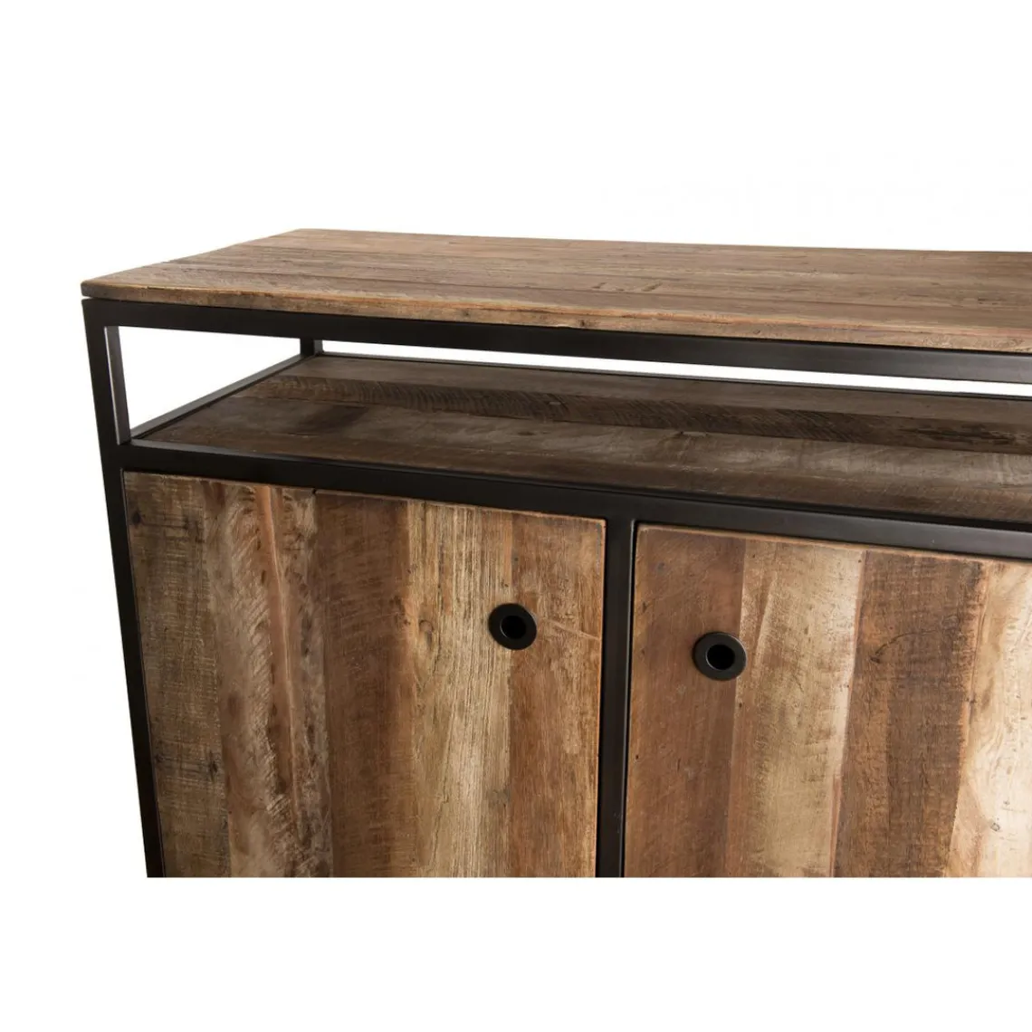 Macabane Buffet SIXTINE 2 Portes Et 1 Étagère Bois Teck Recyclé Acacia Mahogany Et Métal Clearance