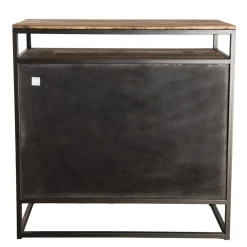 Macabane Buffet SIXTINE 2 Portes Et 1 Étagère Bois Teck Recyclé Acacia Mahogany Et Métal Clearance