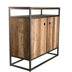 Macabane Buffet SIXTINE 2 Portes Et 1 Étagère Bois Teck Recyclé Acacia Mahogany Et Métal Clearance
