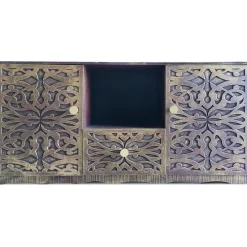 3S. x Home Buffet style oriental avec moulures Portofino Bois Marron et Or