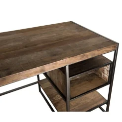 Macabane Bureau 1 Niche Et 1 Tablette Bois Teck Recyclé Acacia Mahogany Et Métal Outlet