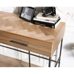 Macabane Bureau 2 tiroirs en bois et pieds métal Sale