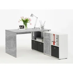 3S. x Home Bureau Angulaire Réversible Gris Béton Blanc MOUFY Outlet