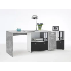 3S. x Home Bureau Angulaire Réversible Gris Béton Blanc MOUFY Outlet