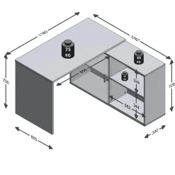 3S. x Home Bureau angulaire réversible VALLEY Sale