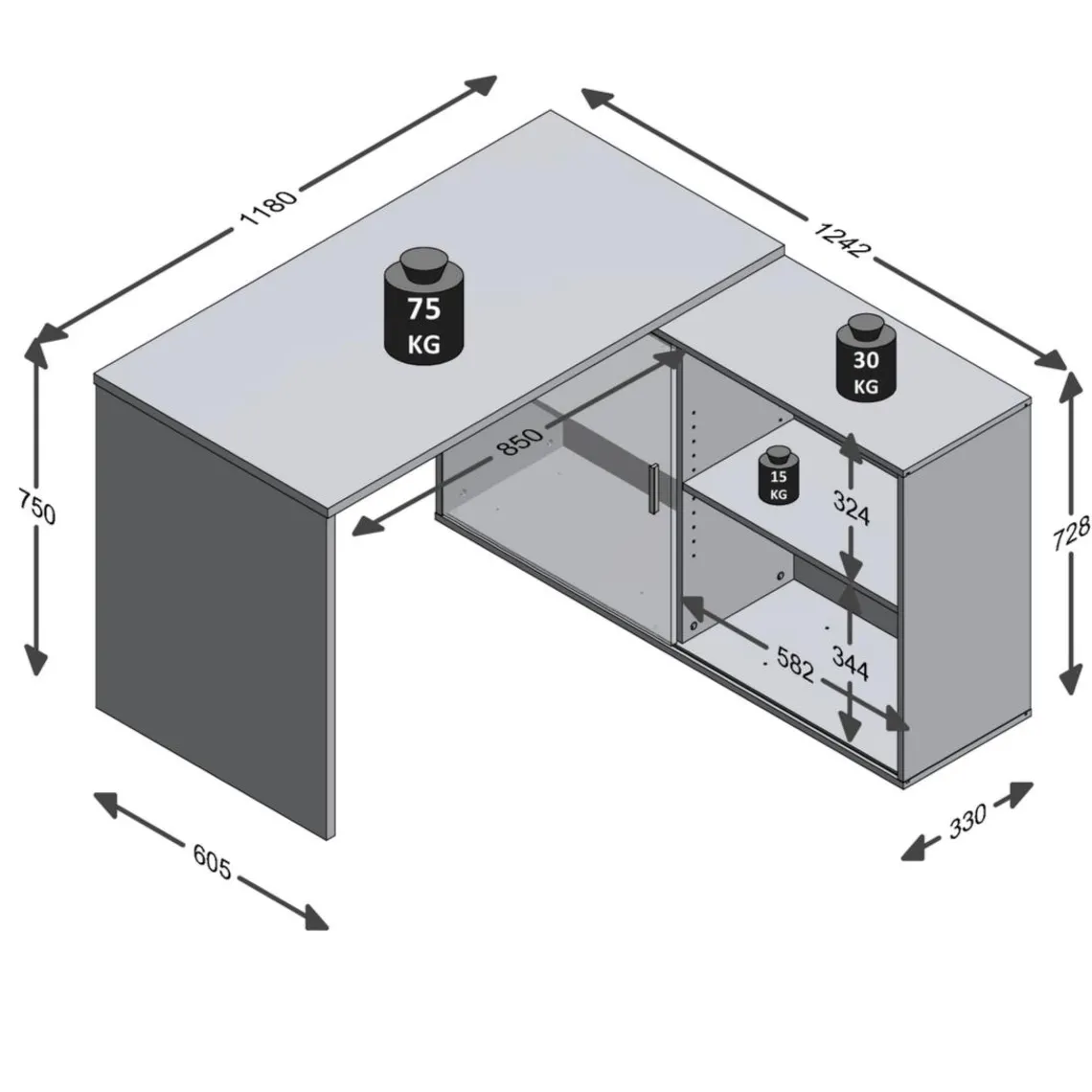 3S. x Home Bureau angulaire réversible VALLEY Sale