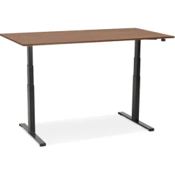 ALTEREGO Bureau assis debout électrique 'TRONIK' noir avec plateau en bois finition Noyer Best