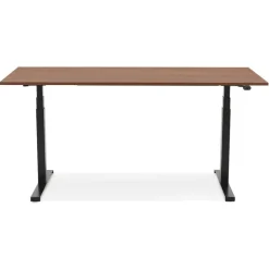 ALTEREGO Bureau assis debout électrique 'TRONIK' noir avec plateau en bois finition Noyer Best