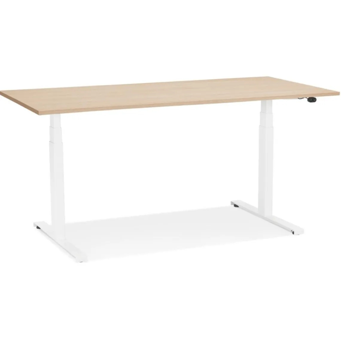 ALTEREGO Bureau assis debout électrique 'TRONIK' blanc avec plateau en bois finition naturelle Clearance