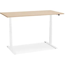 ALTEREGO Bureau assis debout électrique 'TRONIK' blanc avec plateau en bois finition naturelle Clearance