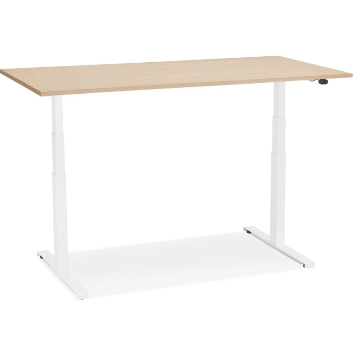 ALTEREGO Bureau assis debout électrique 'TRONIK' blanc avec plateau en bois finition naturelle Clearance