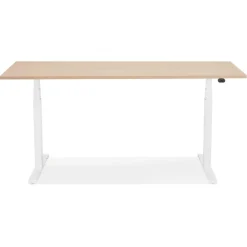ALTEREGO Bureau assis debout électrique 'TRONIK' blanc avec plateau en bois finition naturelle Clearance