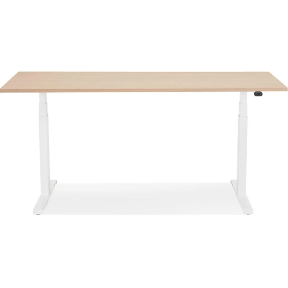 ALTEREGO Bureau assis debout électrique 'TRONIK' blanc avec plateau en bois finition naturelle Clearance