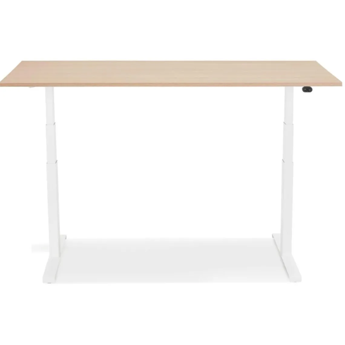 ALTEREGO Bureau assis debout électrique 'TRONIK' blanc avec plateau en bois finition naturelle Clearance