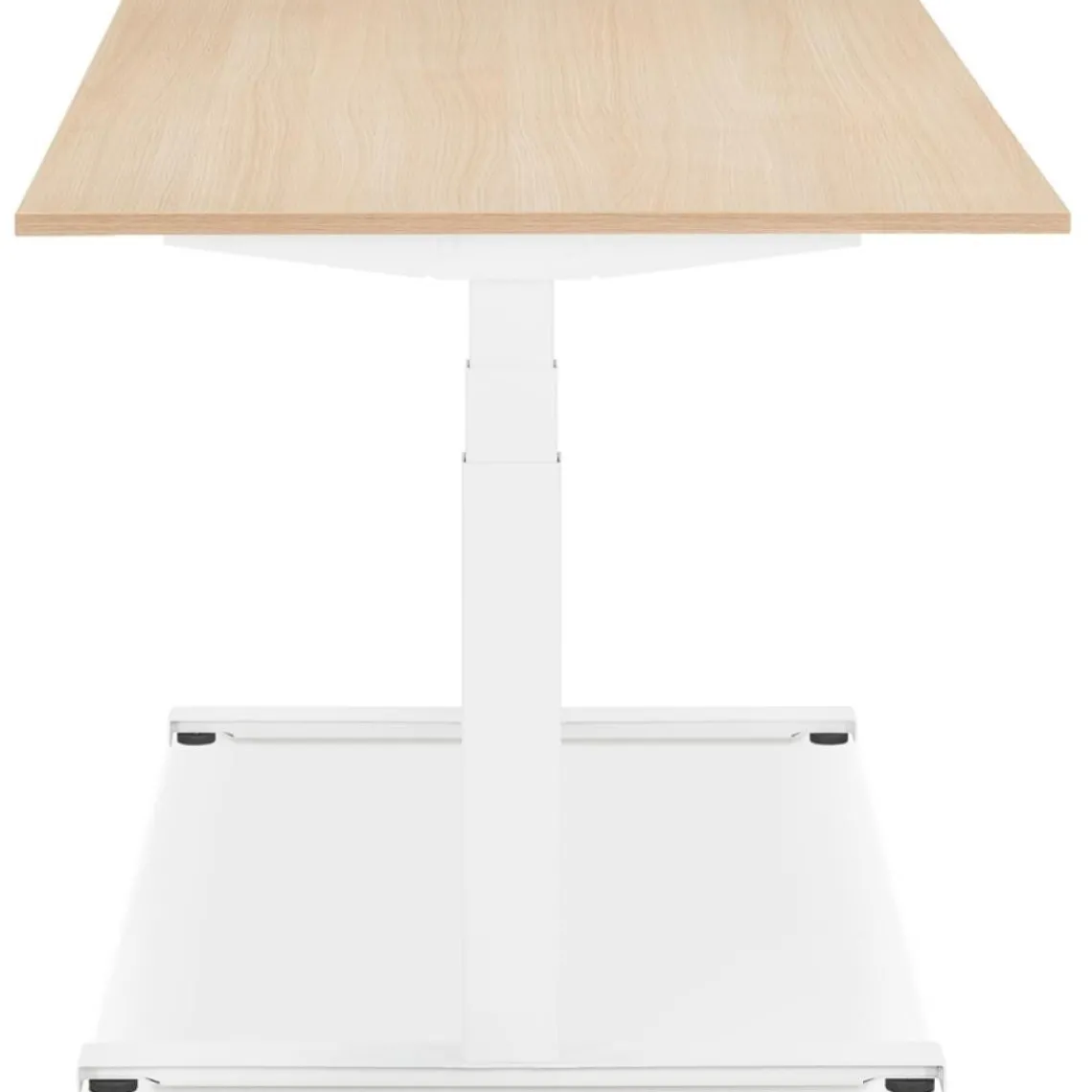ALTEREGO Bureau assis debout électrique 'TRONIK' blanc avec plateau en bois finition naturelle Clearance
