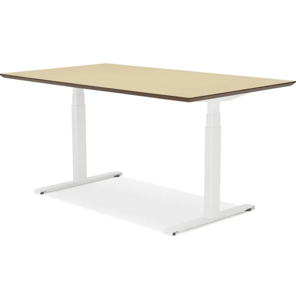 ALTEREGO Bureau assis-debout électrique 'BIONIK'avec plateau en bois finition naturelle et pied en métal blanc Hot