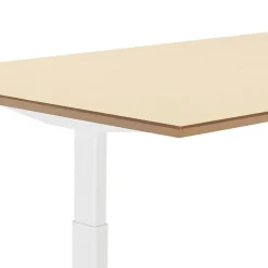 ALTEREGO Bureau assis-debout électrique 'BIONIK'avec plateau en bois finition naturelle et pied en métal blanc Hot