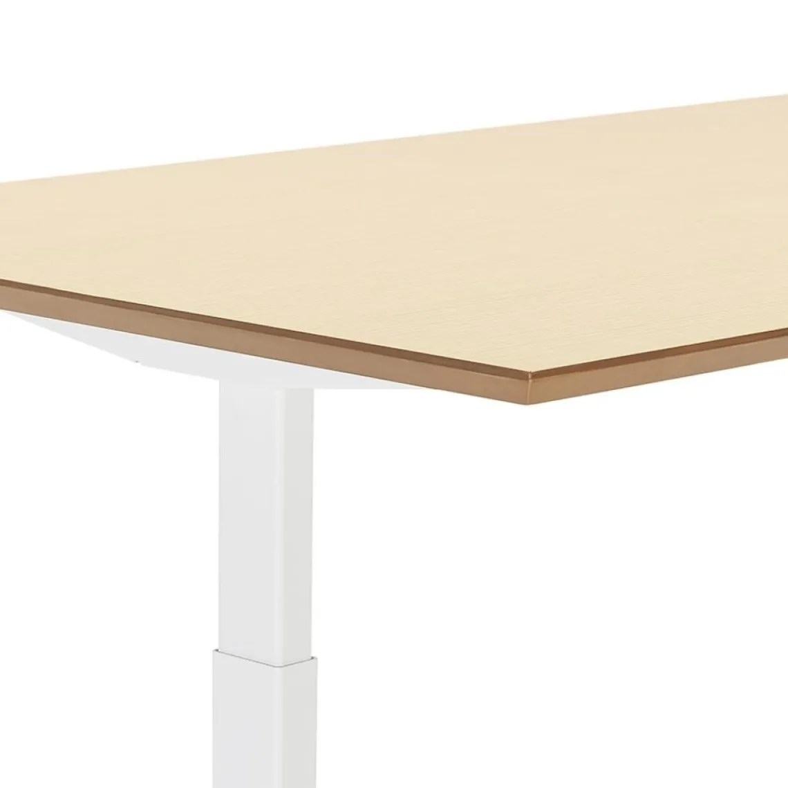 ALTEREGO Bureau assis-debout électrique 'BIONIK'avec plateau en bois finition naturelle et pied en métal blanc Hot