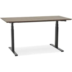 ALTEREGO Bureau assis-debout électrique 'BIONIK'avec plateau en bois finition Noyer et pied en métal noir Clearance