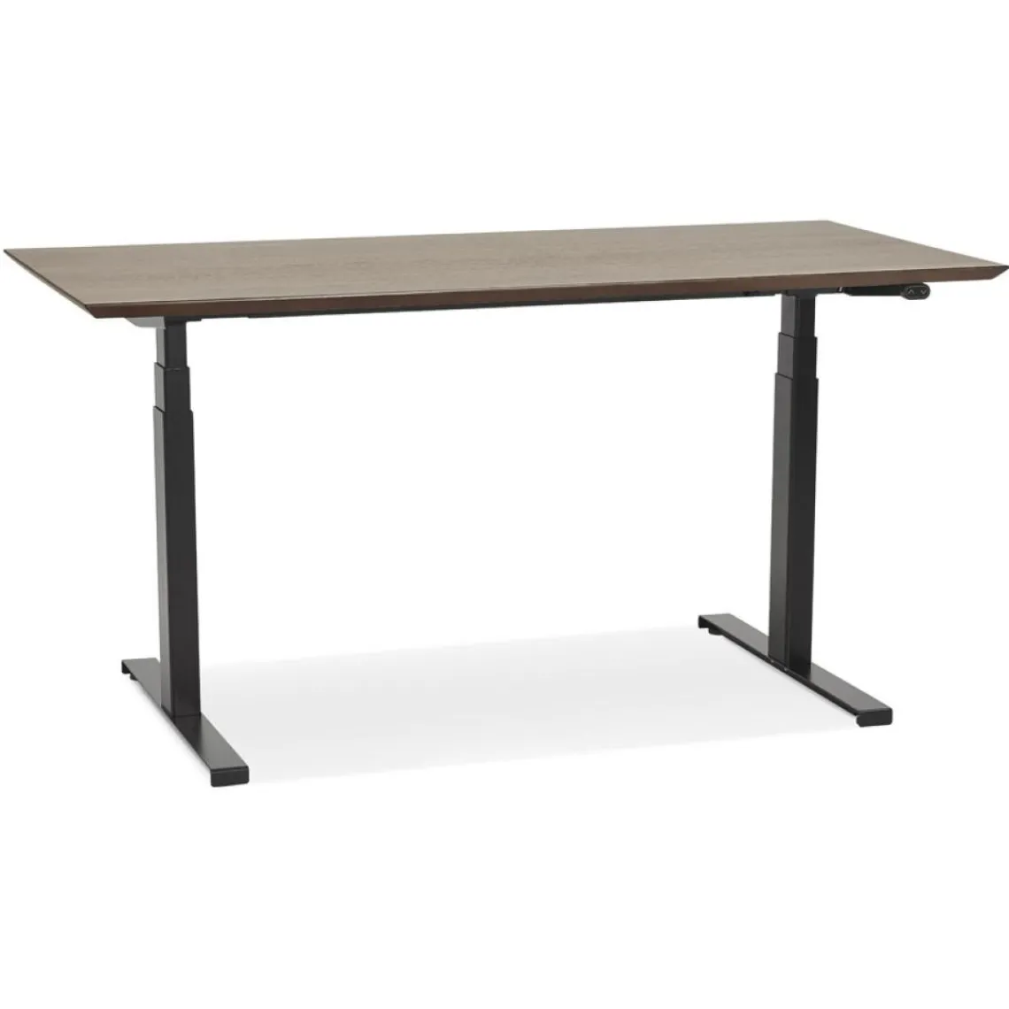 ALTEREGO Bureau assis-debout électrique 'BIONIK'avec plateau en bois finition Noyer et pied en métal noir Clearance