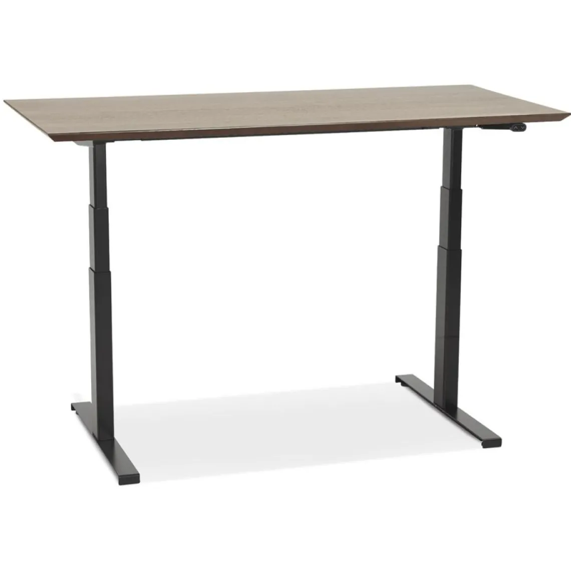 ALTEREGO Bureau assis-debout électrique 'BIONIK'avec plateau en bois finition Noyer et pied en métal noir Clearance