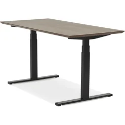 ALTEREGO Bureau assis-debout électrique 'BIONIK'avec plateau en bois finition Noyer et pied en métal noir Clearance