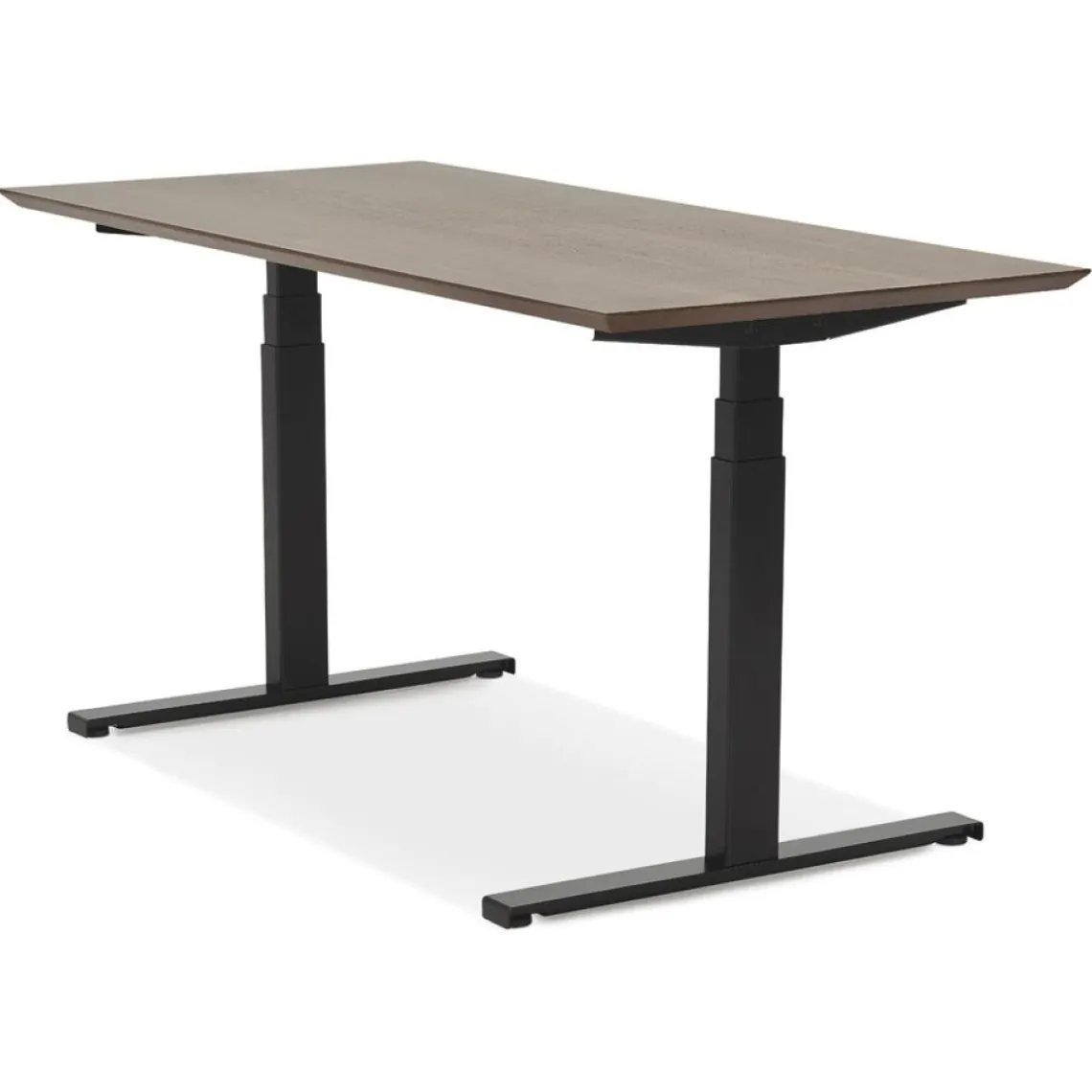 ALTEREGO Bureau assis-debout électrique 'BIONIK'avec plateau en bois finition Noyer et pied en métal noir Clearance