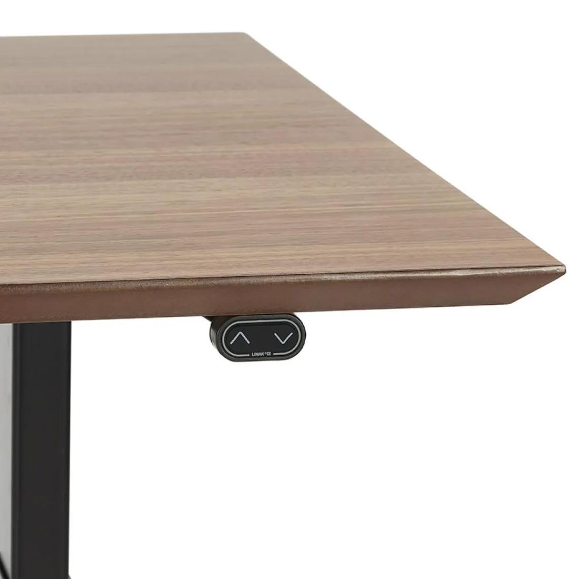 ALTEREGO Bureau assis-debout électrique 'BIONIK'avec plateau en bois finition Noyer et pied en métal noir Clearance