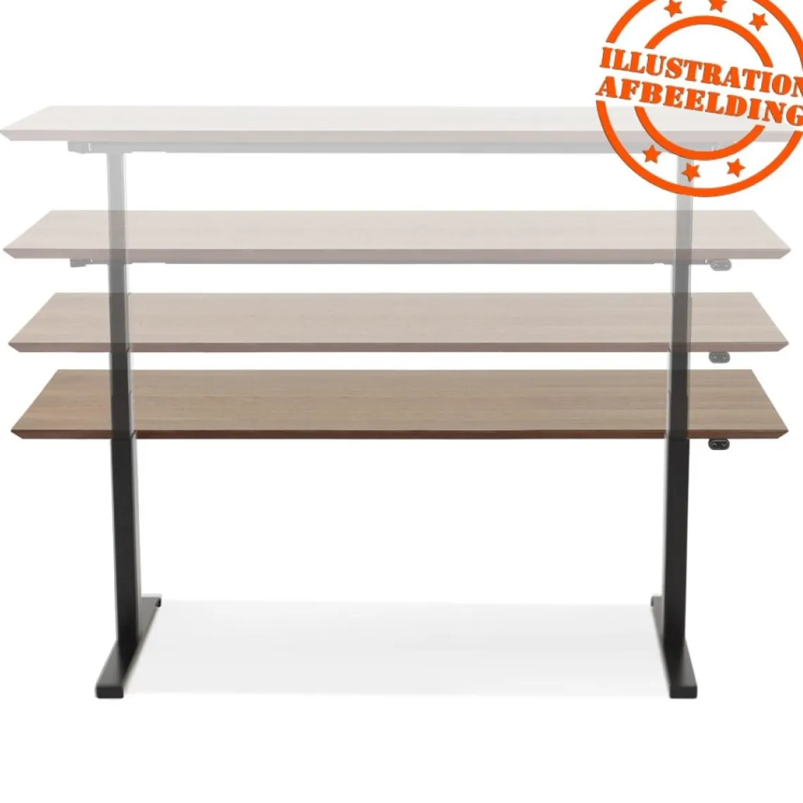 ALTEREGO Bureau assis-debout électrique 'BIONIK'avec plateau en bois finition naturelle et pied en métal noir